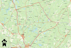 Jaktområdet begränsas av vägen Nävragöl – Gullaboås i norr tills den skär länsgränsen mot Kalmar län, i nordost följer det länsgränsen mot Kalmar län. När länsgränsen skär vägen Flyeryd - Torskors följer jaktområdesgränsen vägen tills den når väg 28 i väster, där följer områdesgränsen väg 28 till Nävragöl. Karta: Länsstyrelsen