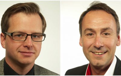 Sten Bergheden (M), till höger, har skickat in en skriftlig fråga till Mikael Damberg (S), till vänster.
