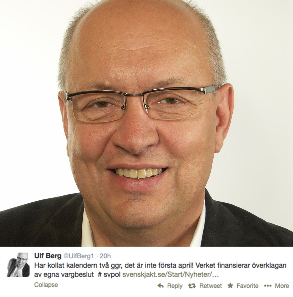 Riksdagsledamoten Ulf Berg (M) försäkrar sig om att Naturvårdsverkets bidrag inte är ett aprilskämt.