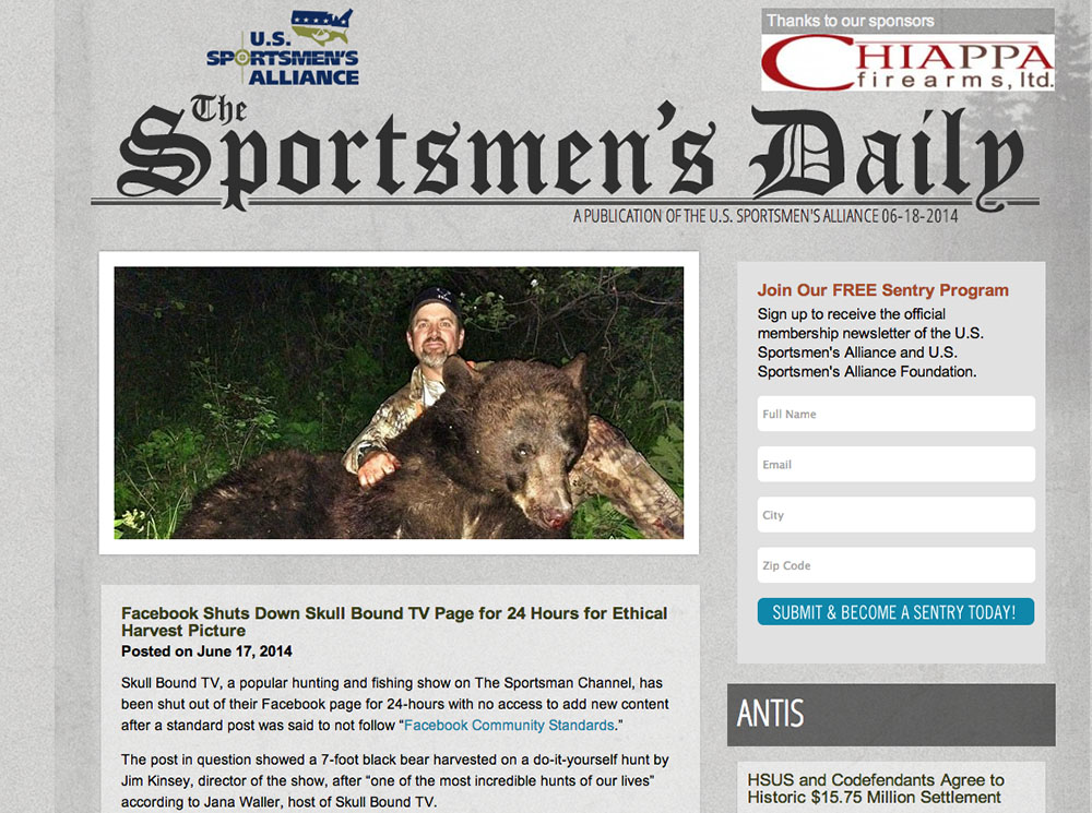 Sportsmen´s Daily visar bilden som Facebook spärrade.
