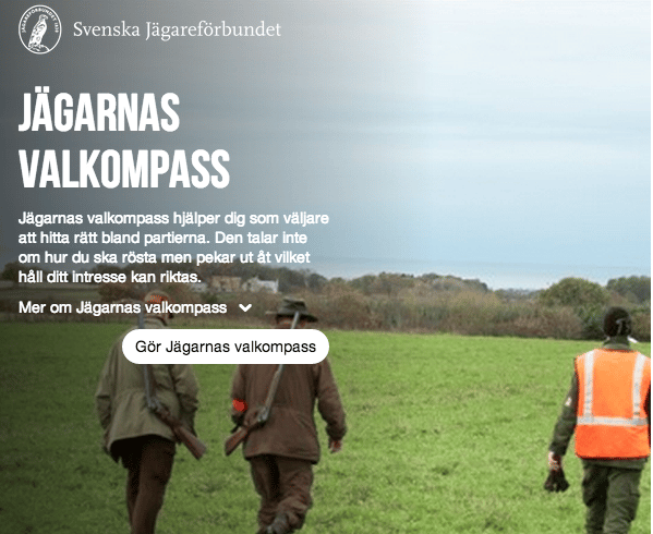 Svenska Jägareförbundet har tagit fram en valkompass som hjälper dig att hitta rätt bland partierna i riksdagsvalet.