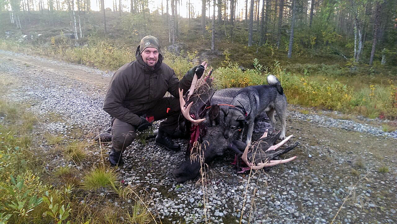 Peter Jonsson sköt en 20-taggare på sin första älgjakt. Foto: Privat