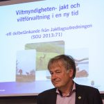Jaktlagutredaren Håkan Larsson går i väntans tider. Utredningen han leder kan komma att läggas ner. Här i samband med att utredningens delbetänkande om myndighetsansvaret presenterades. Foto: Martin Källberg