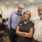 Tre jakthistoriska föreläsare. Viltforskarna Kjell Danell och Roger Bergström flankerar Jägareförbundets Christina Nilson-Dag. Foto: Jan Henricson